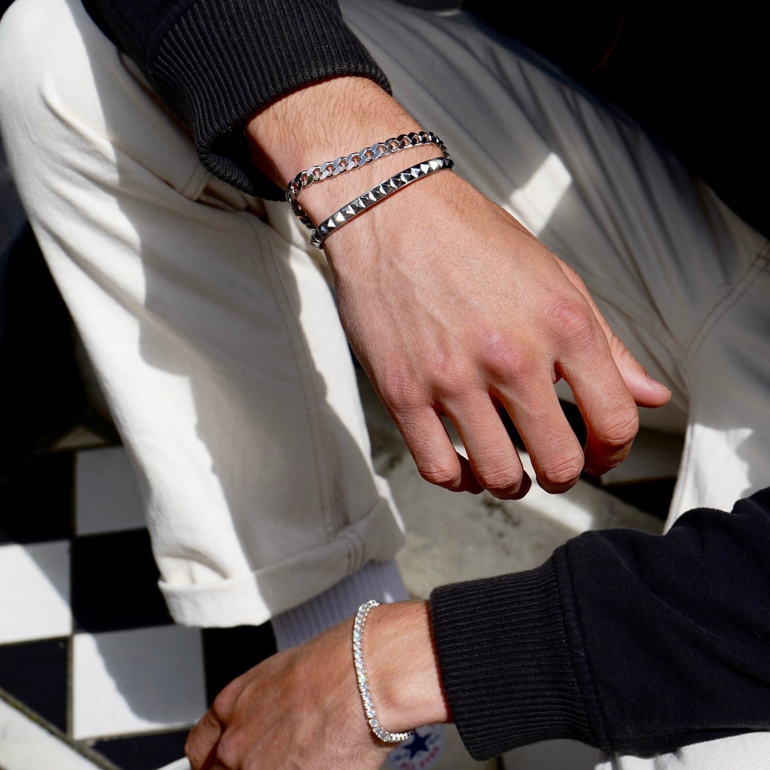 Sterling Silver Pyramid Cuff