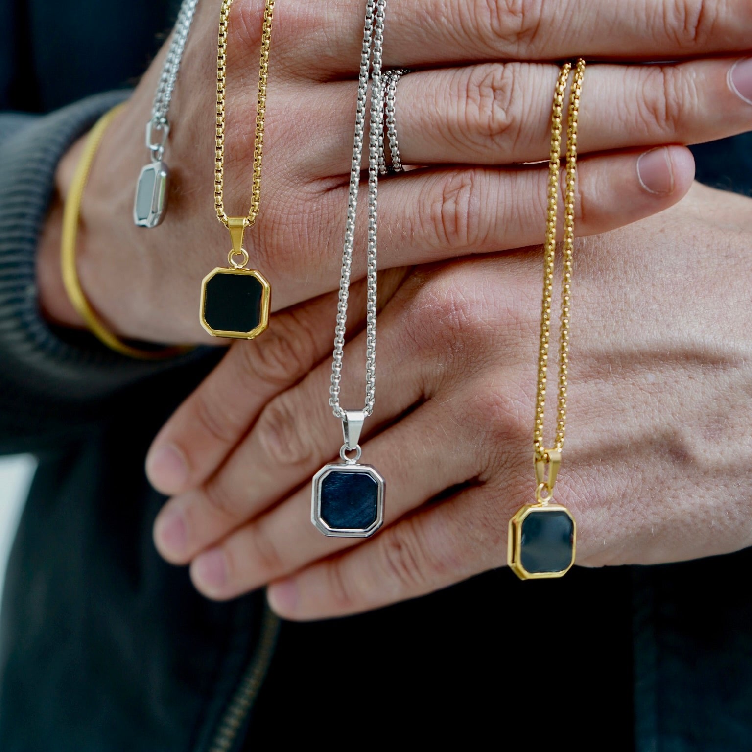 Black Amulet Pendant in Gold