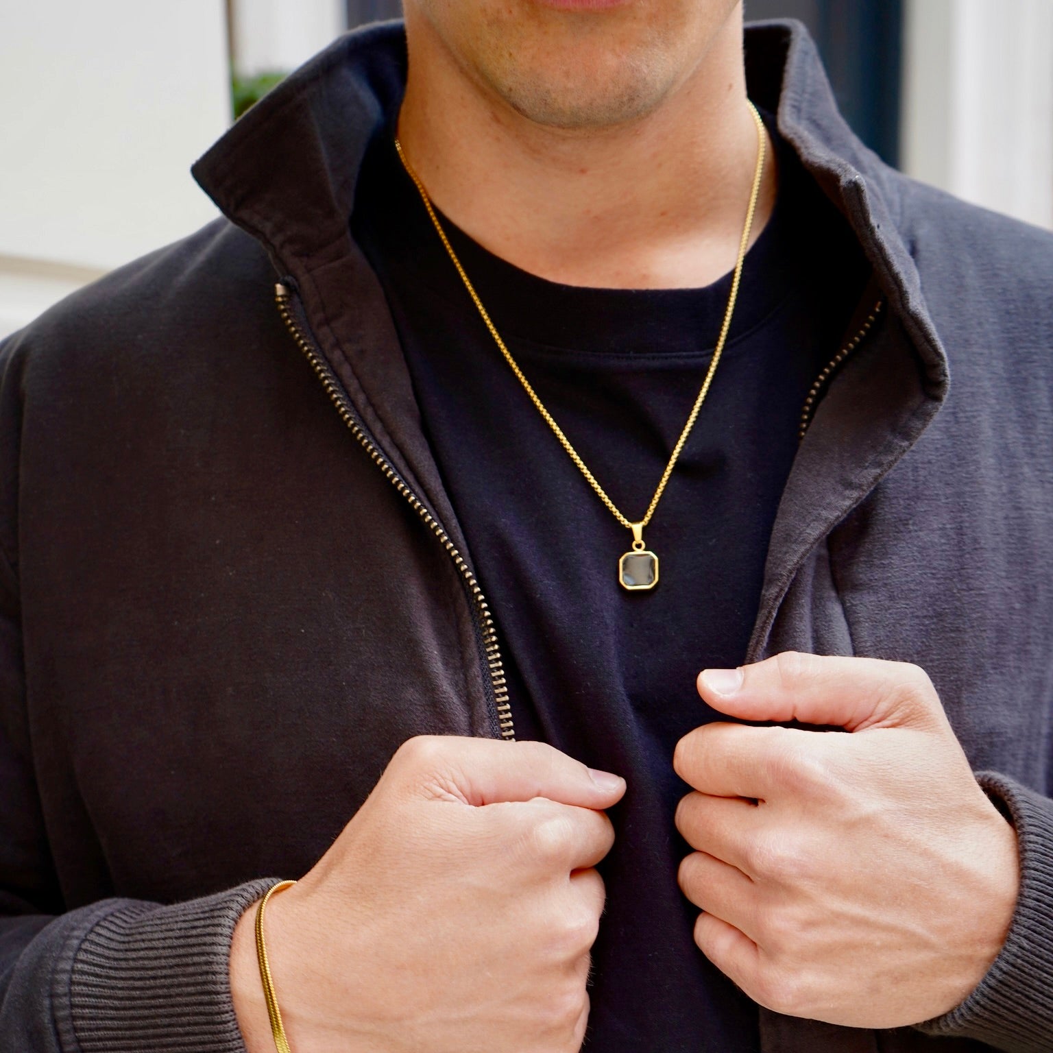 Black Amulet Pendant in Gold