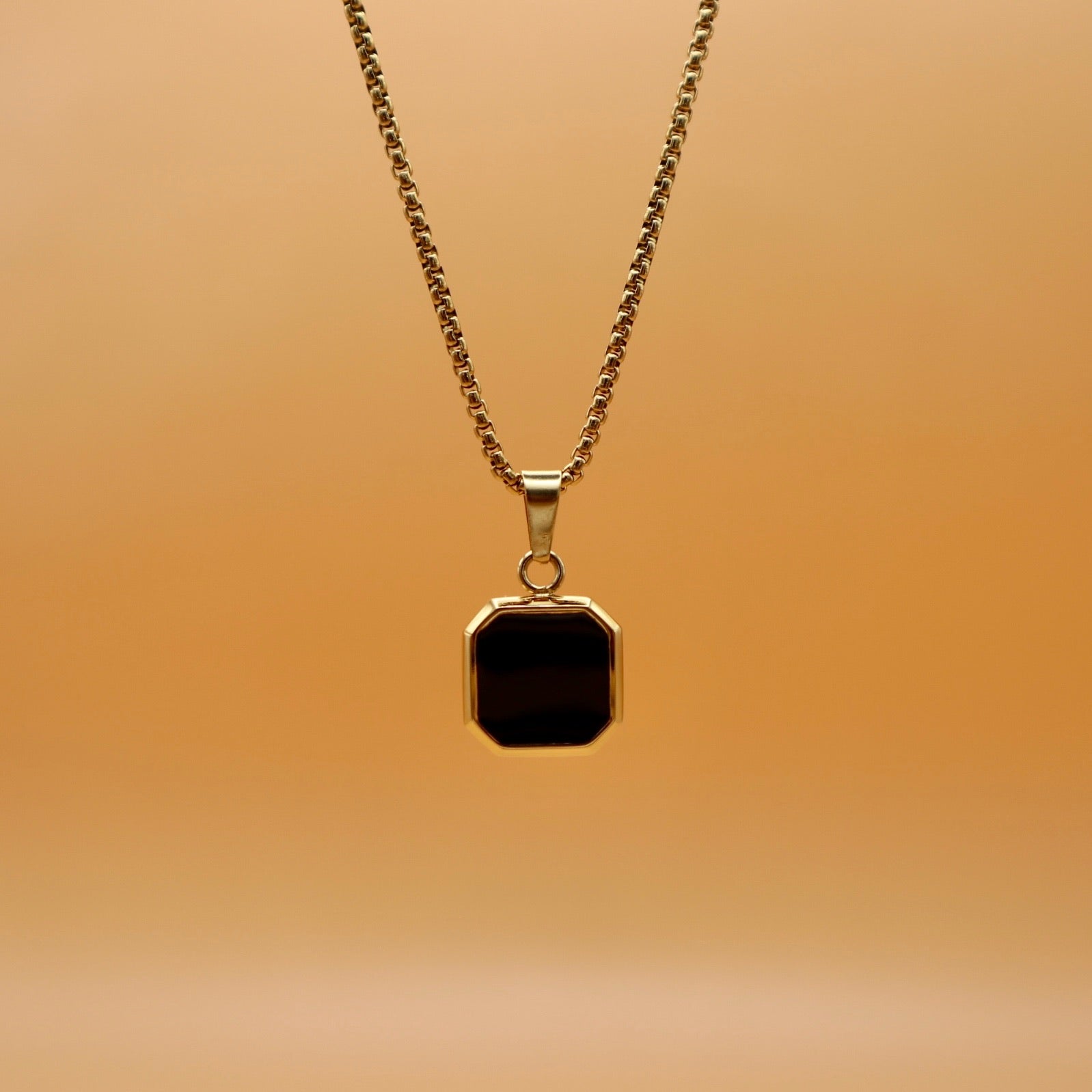 Black Amulet Pendant in Gold