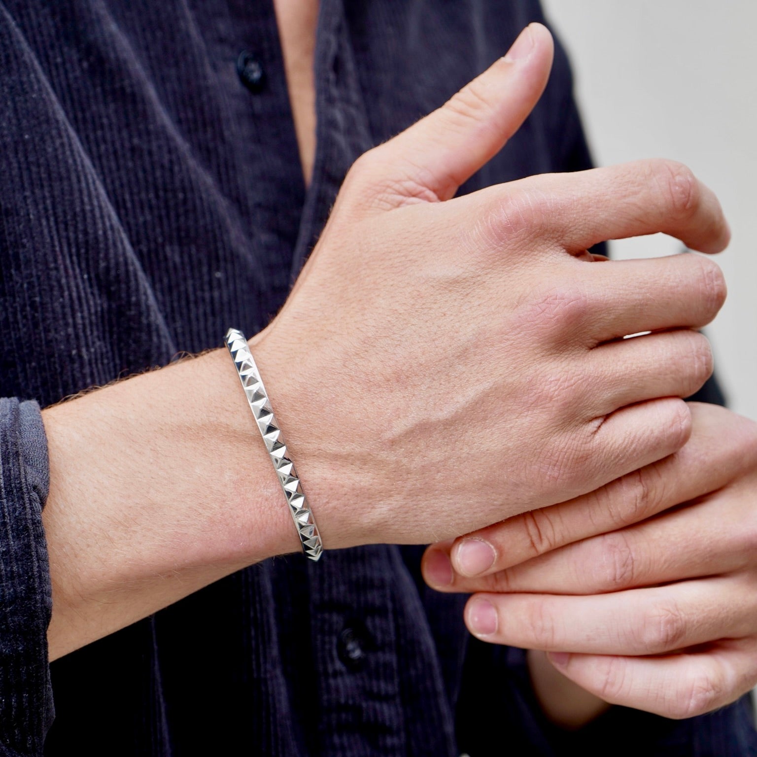 Sterling Silver Pyramid Cuff