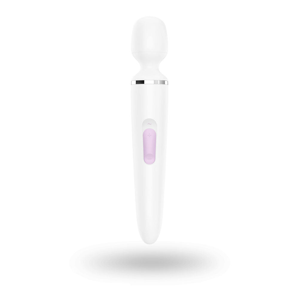 Wand-Er Woman in white and chrome