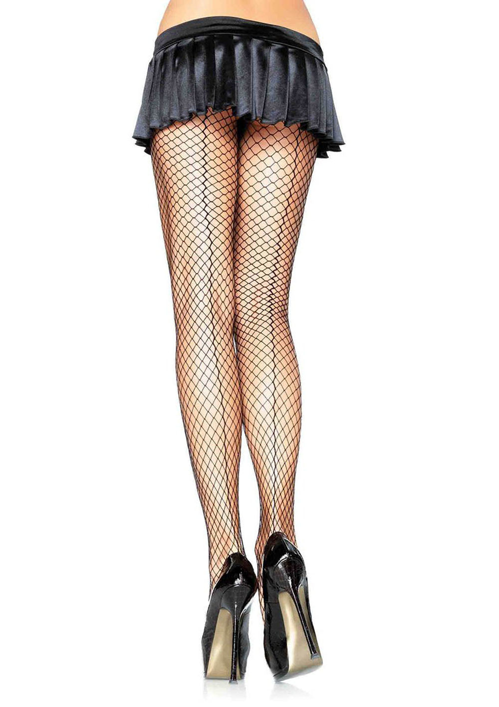 "Spandex Industrial Net Backseam Pantyhose - One  Size - Black LA-9076"